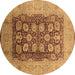 Round Oriental Brown Traditional Rug, urb818brn