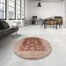 Round Machine Washable Industrial Modern Chestnut Red Rug in a Office, wshurb818