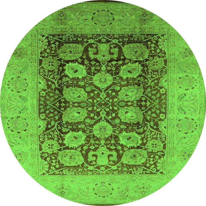Round Oriental Green Traditional Rug, urb818grn