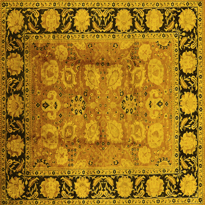Square Oriental Yellow Traditional Rug, urb819yw