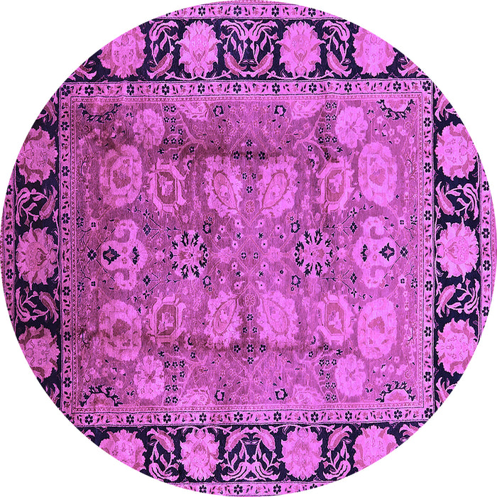 Round Machine Washable Oriental Purple Traditional Area Rugs, wshurb819pur