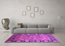 Machine Washable Oriental Purple Traditional Area Rugs in a Living Room, wshurb819pur