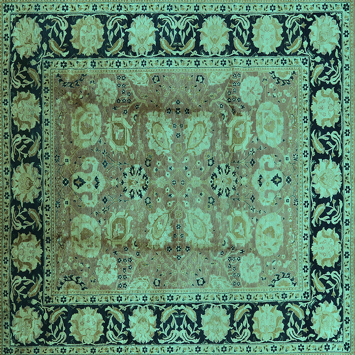 Square Oriental Turquoise Traditional Rug, urb819turq