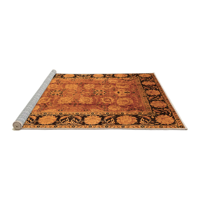 Sideview of Machine Washable Oriental Orange Traditional Area Rugs, wshurb819org