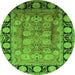 Round Oriental Green Traditional Rug, urb819grn