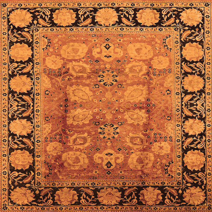 Square Machine Washable Oriental Orange Traditional Area Rugs, wshurb819org