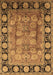 Machine Washable Oriental Brown Traditional Rug, wshurb819brn