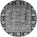 Round Machine Washable Oriental Gray Traditional Rug, wshurb819gry