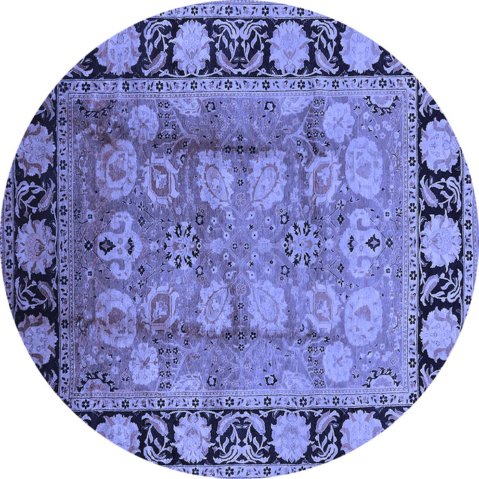 Round Oriental Blue Traditional Rug, urb819blu