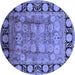 Round Oriental Blue Traditional Rug, urb819blu