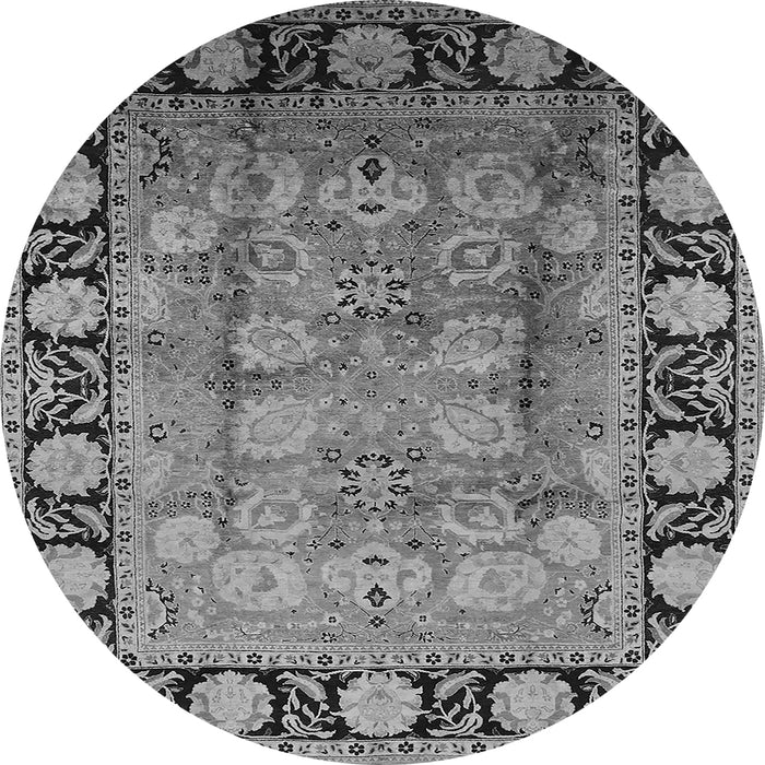 Round Oriental Gray Traditional Rug, urb819gry