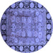 Round Machine Washable Oriental Blue Traditional Rug, wshurb819blu