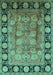 Machine Washable Oriental Turquoise Traditional Area Rugs, wshurb819turq