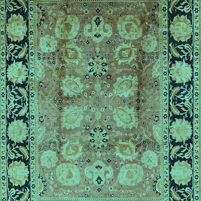 Machine Washable Oriental Turquoise Traditional Area Rugs, wshurb819turq
