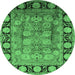 Round Oriental Emerald Green Traditional Rug, urb819emgrn