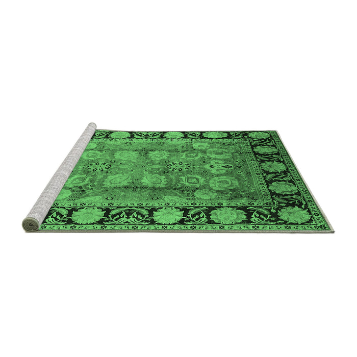 Sideview of Machine Washable Oriental Emerald Green Traditional Area Rugs, wshurb819emgrn