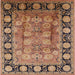 Square Mid-Century Modern Brown Sand Brown Oriental Rug, urb819