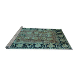Sideview of Machine Washable Oriental Light Blue Traditional Rug, wshurb819lblu