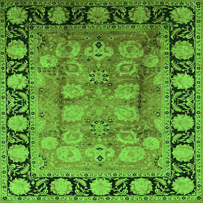Square Oriental Green Traditional Rug, urb819grn