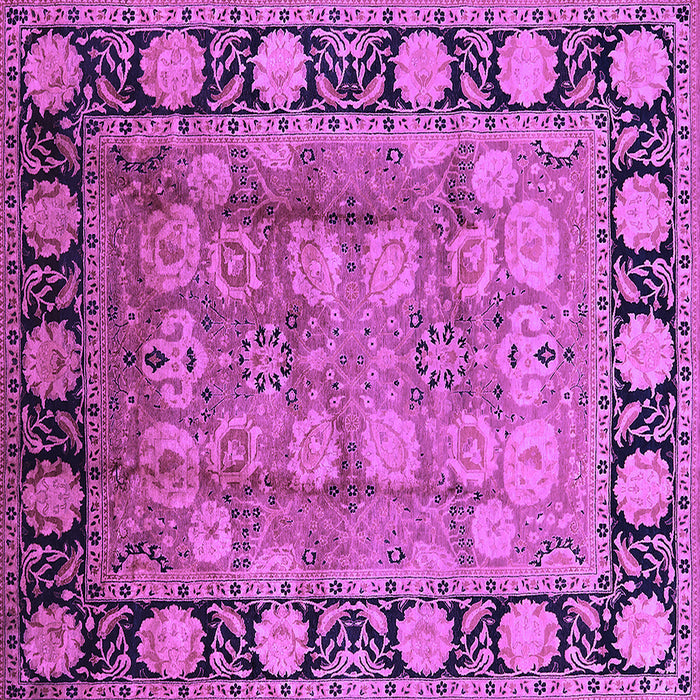 Square Machine Washable Oriental Purple Traditional Area Rugs, wshurb819pur