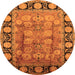 Round Oriental Orange Traditional Rug, urb819org