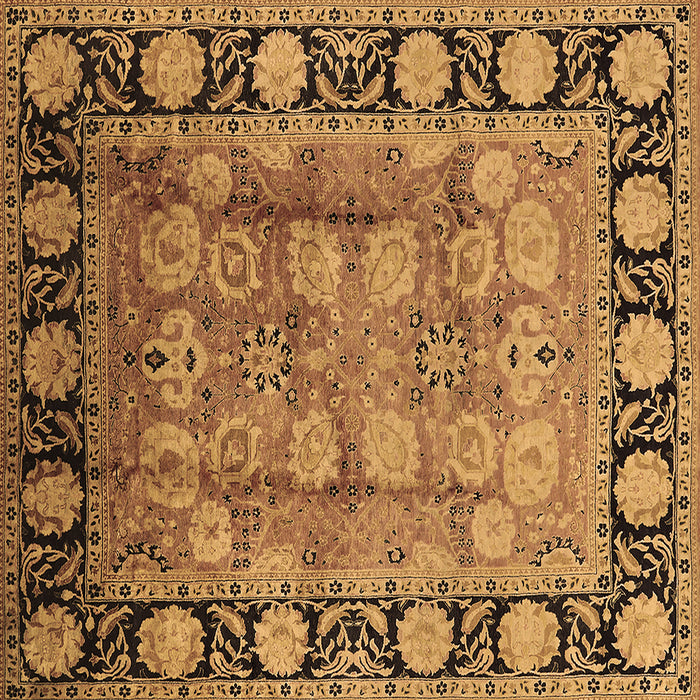 Square Machine Washable Oriental Brown Traditional Rug, wshurb819brn