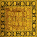 Square Machine Washable Oriental Yellow Traditional Rug, wshurb819yw