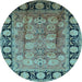 Round Oriental Light Blue Traditional Rug, urb819lblu
