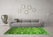 Machine Washable Oriental Green Traditional Area Rugs in a Living Room,, wshurb819grn