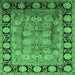 Square Machine Washable Oriental Emerald Green Traditional Area Rugs, wshurb819emgrn