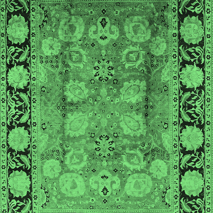 Machine Washable Oriental Emerald Green Traditional Area Rugs, wshurb819emgrn
