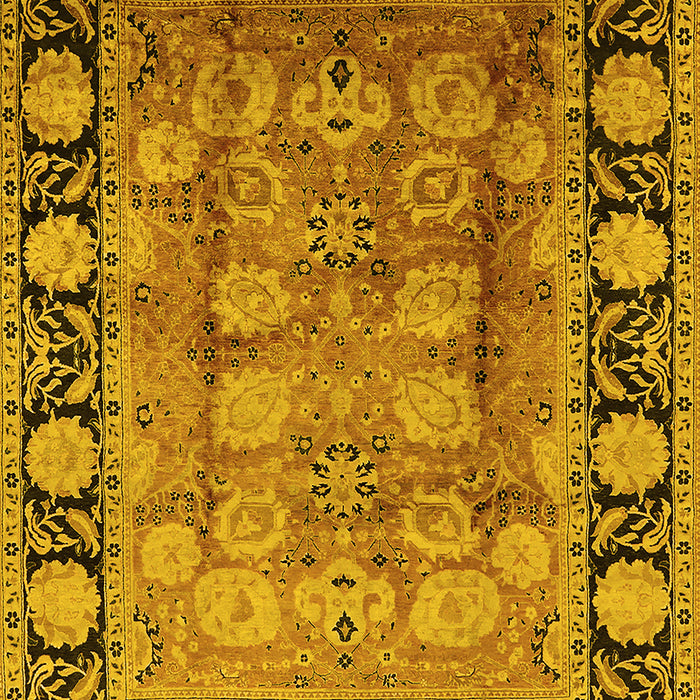 Machine Washable Oriental Yellow Traditional Rug, wshurb819yw