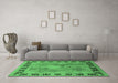 Machine Washable Oriental Emerald Green Traditional Area Rugs in a Living Room,, wshurb820emgrn