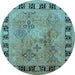 Round Oriental Light Blue Traditional Rug, urb820lblu