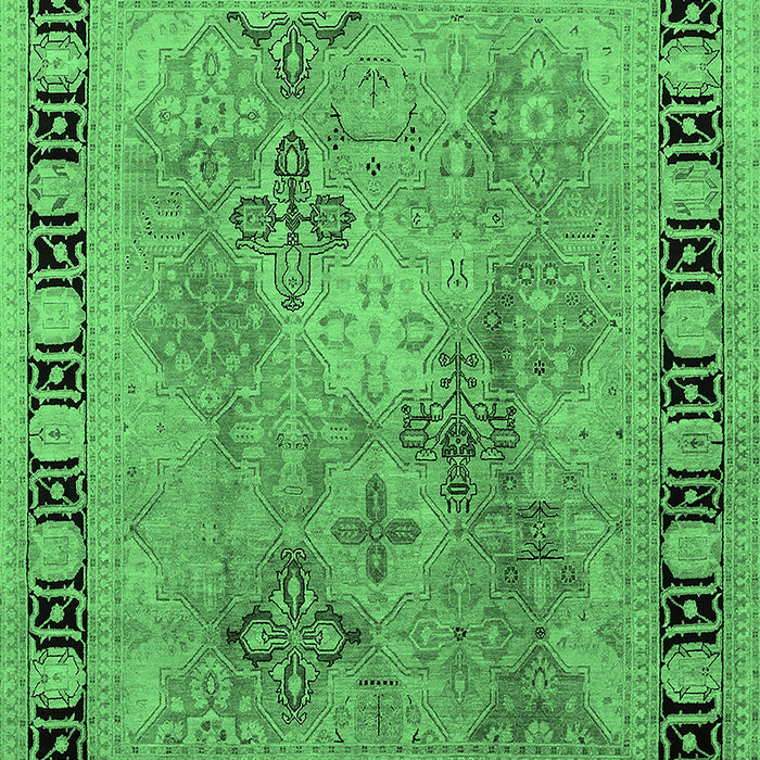 Machine Washable Oriental Emerald Green Traditional Area Rugs, wshurb820emgrn