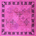 Square Machine Washable Oriental Pink Traditional Rug, wshurb820pnk