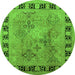 Round Oriental Green Traditional Rug, urb820grn