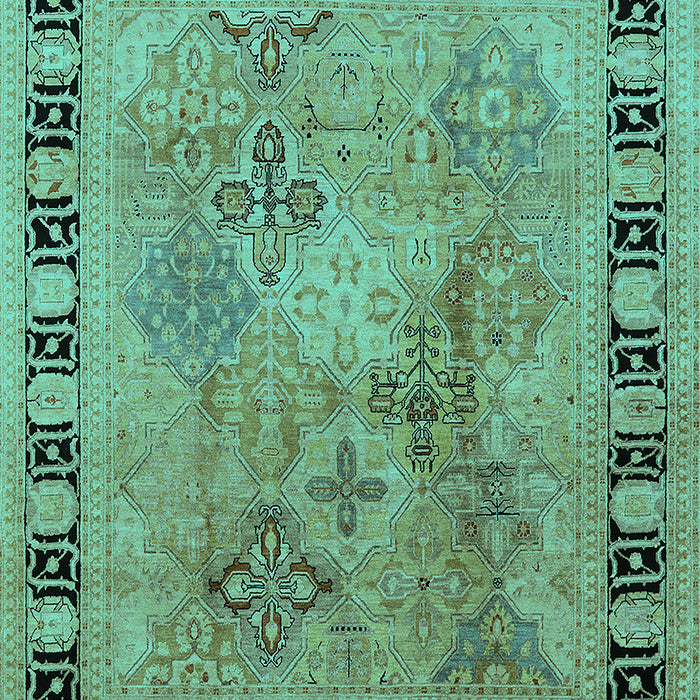 Machine Washable Oriental Turquoise Traditional Area Rugs, wshurb820turq