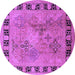 Round Oriental Purple Traditional Rug, urb820pur