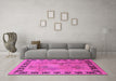 Machine Washable Oriental Pink Traditional Rug in a Living Room, wshurb820pnk