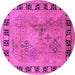 Round Oriental Pink Traditional Rug, urb820pnk