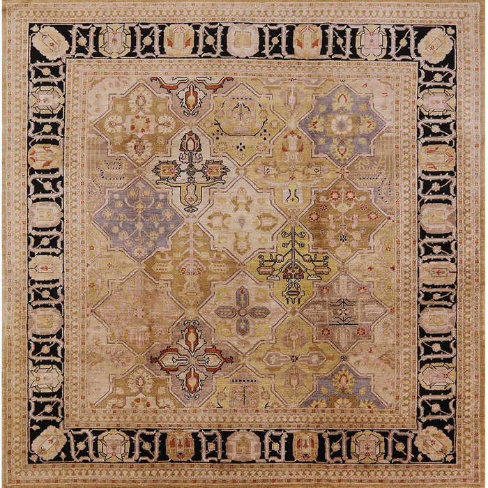 Square Mid-Century Modern Brown Sand Brown Oriental Rug, urb820