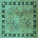 Square Oriental Turquoise Traditional Rug, urb820turq