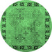 Round Oriental Emerald Green Traditional Rug, urb820emgrn