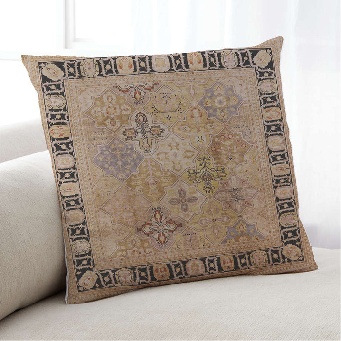 Lifestyle Image of Mid-Century Modern Urban Square Brown Sand Brown Throw Pillow, 18 inch by 18 inch, pwurb820