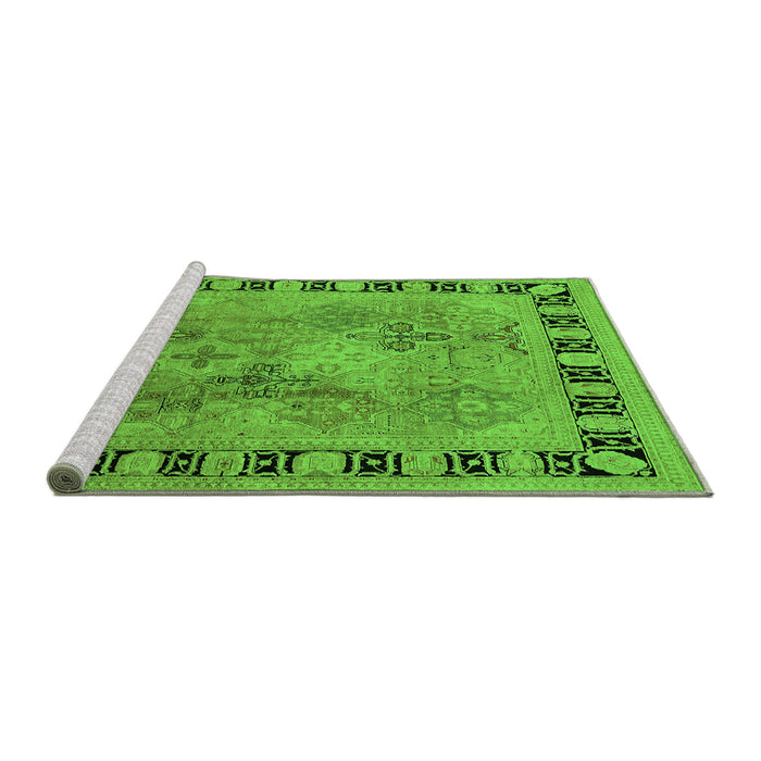 Sideview of Machine Washable Oriental Green Traditional Area Rugs, wshurb820grn