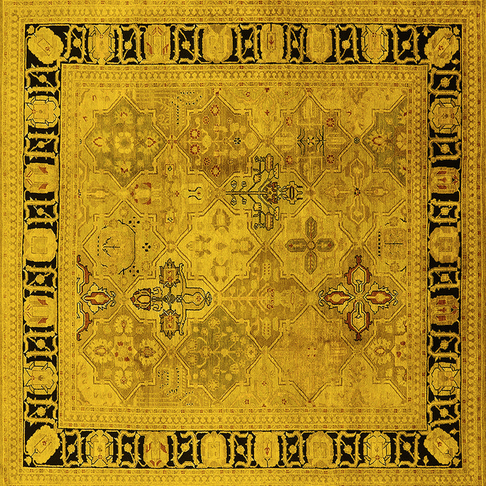 Square Oriental Yellow Traditional Rug, urb820yw