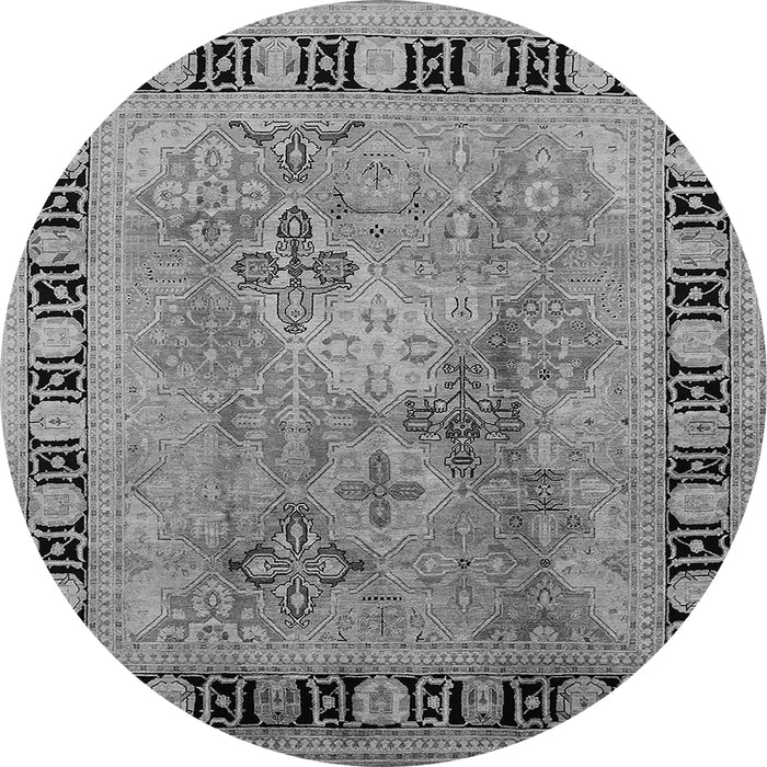 Round Oriental Gray Traditional Rug, urb820gry
