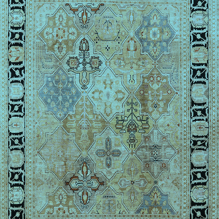 Machine Washable Oriental Light Blue Traditional Rug, wshurb820lblu