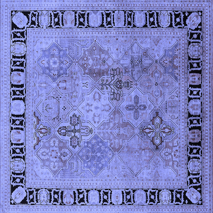 Square Machine Washable Oriental Blue Traditional Rug, wshurb820blu